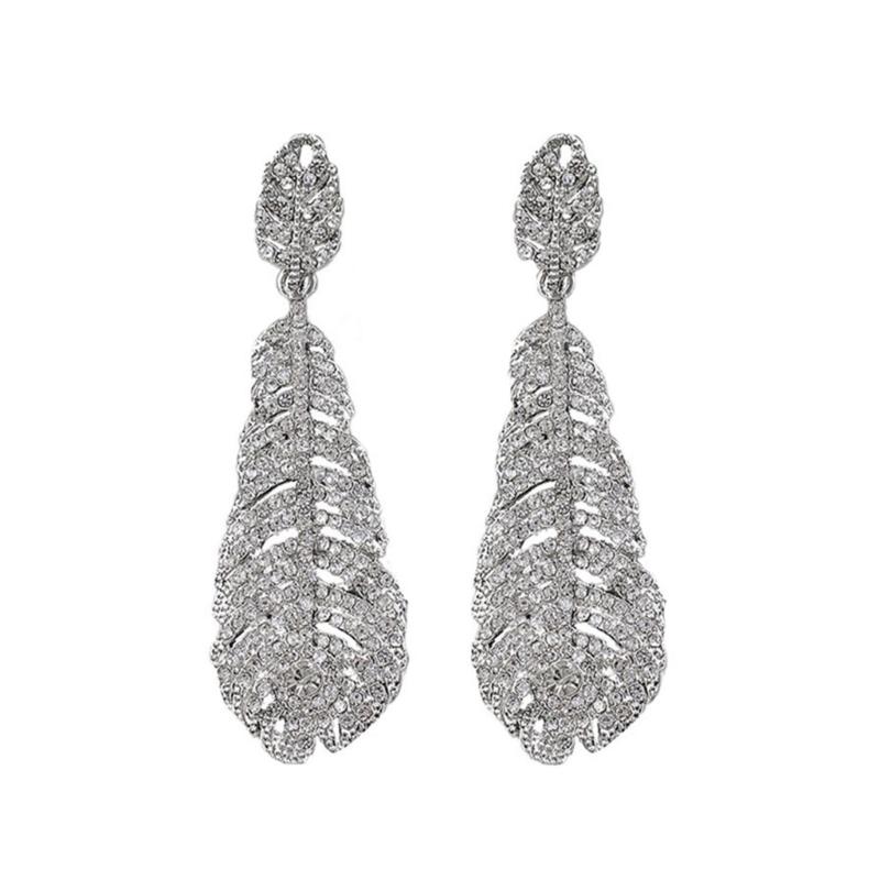 

Vintage Crystal Hook Earrings Stylish Dangle Earrings with Feathered Motifs Suitable for Formal and Casual Wear 1