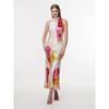 Damen Sexy Elegantes Feiertagsdruck Kontrastfarbe Nackenband Langes Schlitzkleid