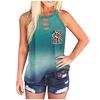 Womens Tie-Dye Leopard Pocket Sleeveless Tank Top Casual Summer Blouse Shirts