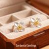 Meiji Accessories Gardenia Stud Earrings - Niche Design, Luxurious High-End Feel, Elegant Floral Style