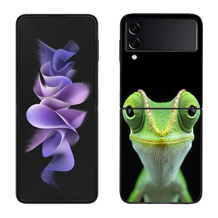 Lizards and Geckos Have Big Eyes Phone Case For Samsung Z Flip 7 6 5G Galaxy Z Flip 5 4 3 Black Hard Cell Cover Luxury PC Shell