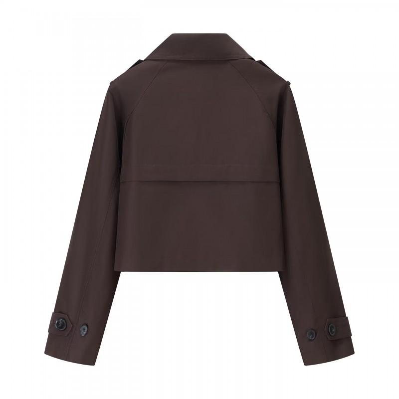 ZA Womens Double-Breasted Short Trench Coat Jacket Casual Elegant Outerwear Daily Commute