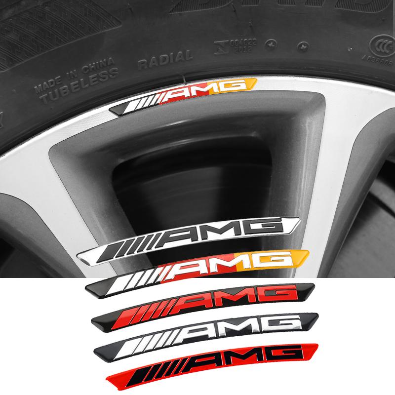 4pcs Aluminium Alloy Car Wheel Hub Stickers For Benz AMG Brabus Carlsson W203 W204 W205 W211 W212 W213 W214 W220 W221 W222