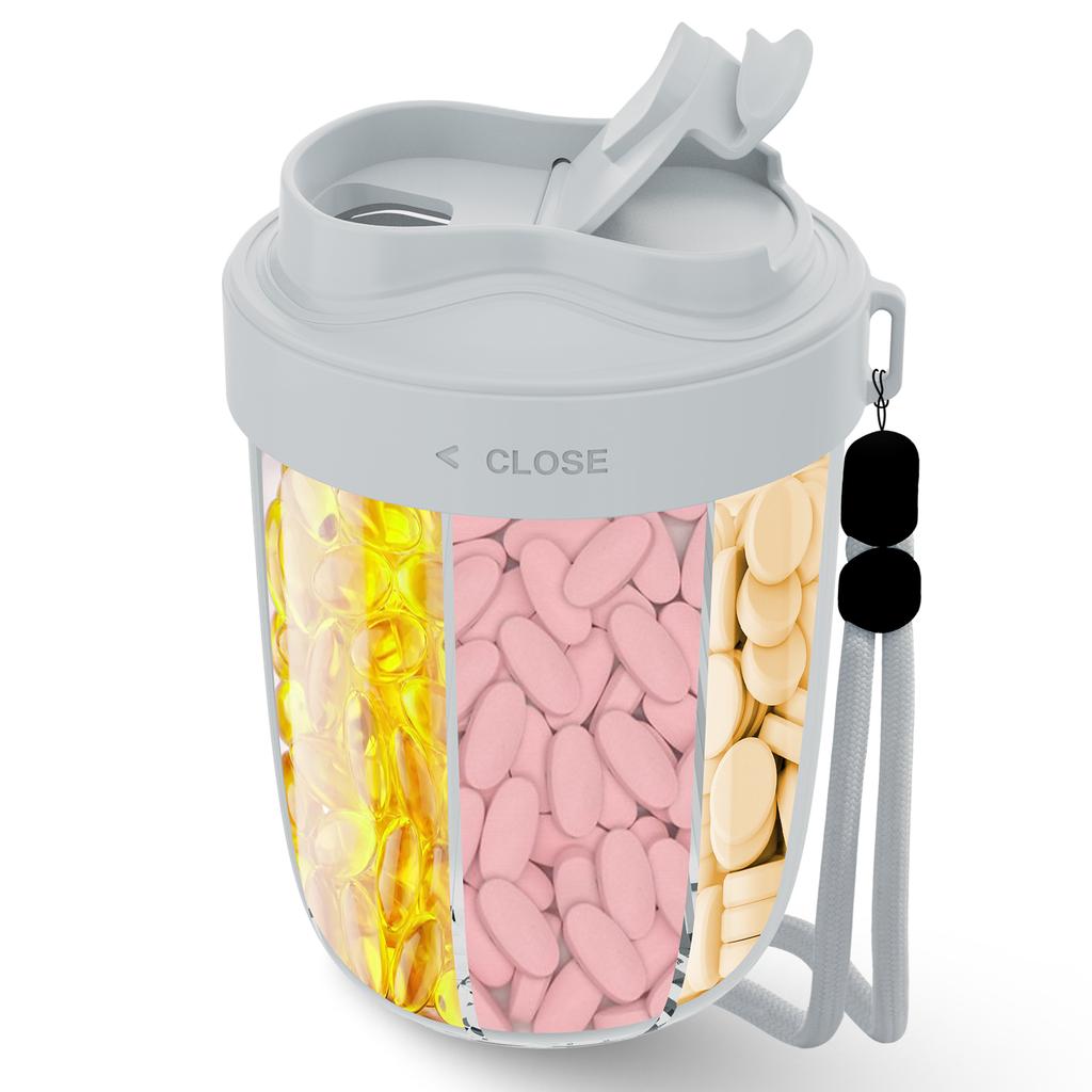 Weekly/7-Compartment Pill Organizer Travel Pill Case with Anti-Mix Design Portable Supplement Containe Pill Cup Bottle Organizer