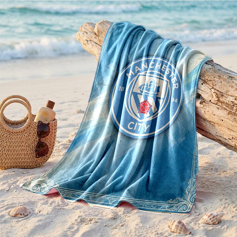 Asciugamano da Spiaggia Tema Manchester City Morbido Asciugatura Rapida?Asciugamano Asciutto Per Vacanze Estive Al Mare Nuoto