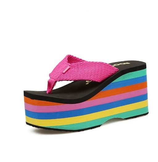 Fashion Pantoufles À Talons Hauts Pour Femmes, Tongs À Semelle Compensée, 10cm, Noires, Été, 2025