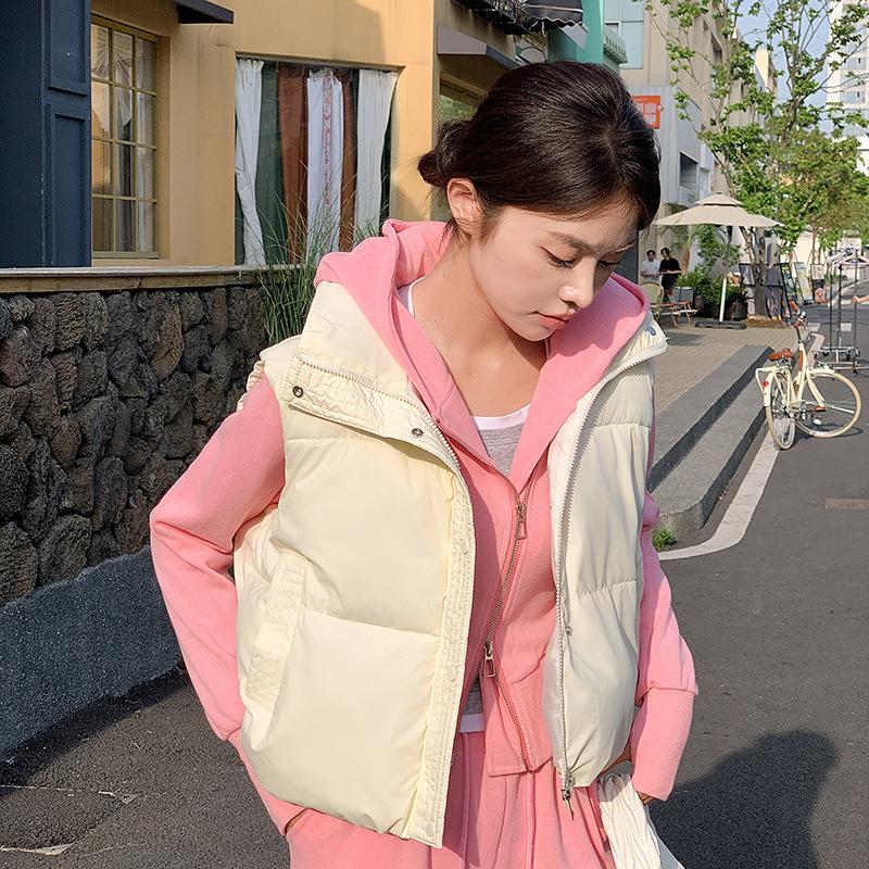 

Downy Cotton Short Vest Women Stand Collar Horse Clip New Loose Cotton Vest in Autumn and Winter. 2XL белый