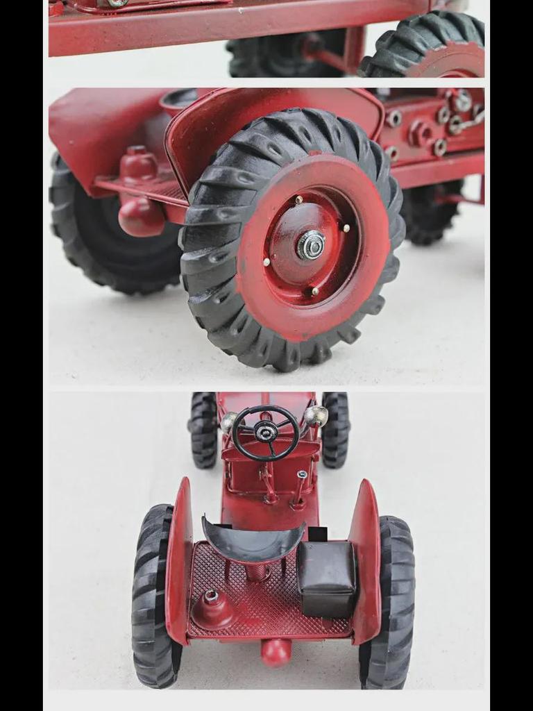 Handmade Vintage Red Iron Tractor Model Crafts