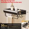 Wall Mount Bathroom Storage Shelf With Hooks Removable Aluminum For Toilet And Sink Area