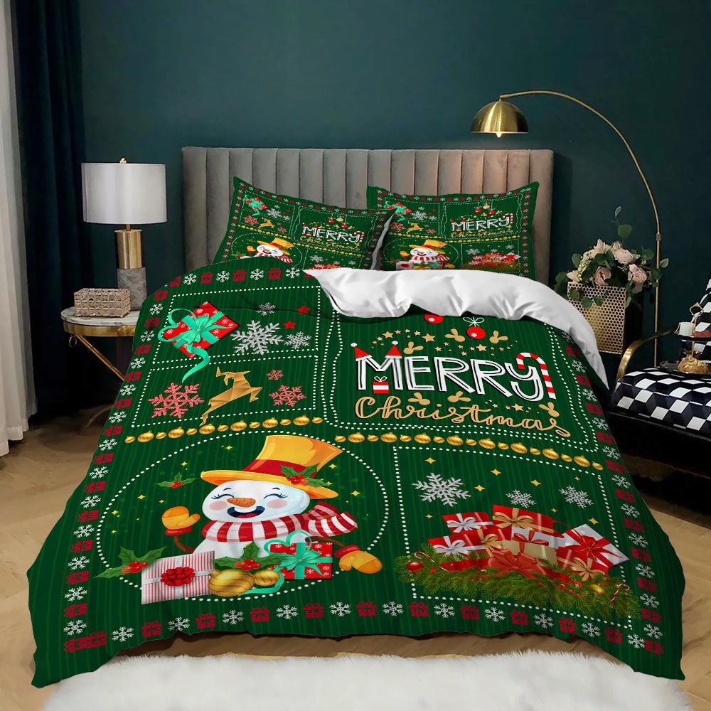 Digital Printing Three-Piece Christmas Series Quilt Cover Sheet Kit