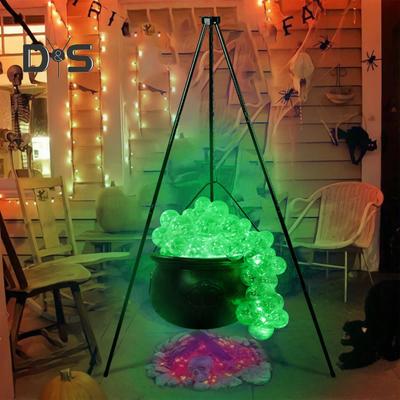 Bubbling Cauldron Set Large Witches Cauldron with String Light Black Plastic Bowl Candy Bucket Halloween Outdoor Indoor Decoration