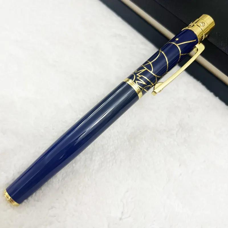 Rollerball Ballpoint Pen Blue Carving With Serial Number Writing Smooth Stationery