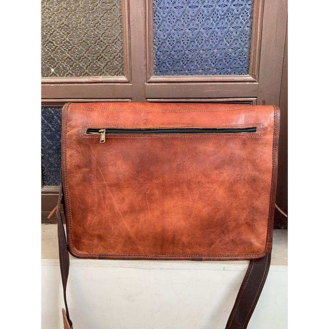 18 дюймов винтажная кожаная дорожная сумка-мессенджер ручной работы для офиса через плечо — фото 8