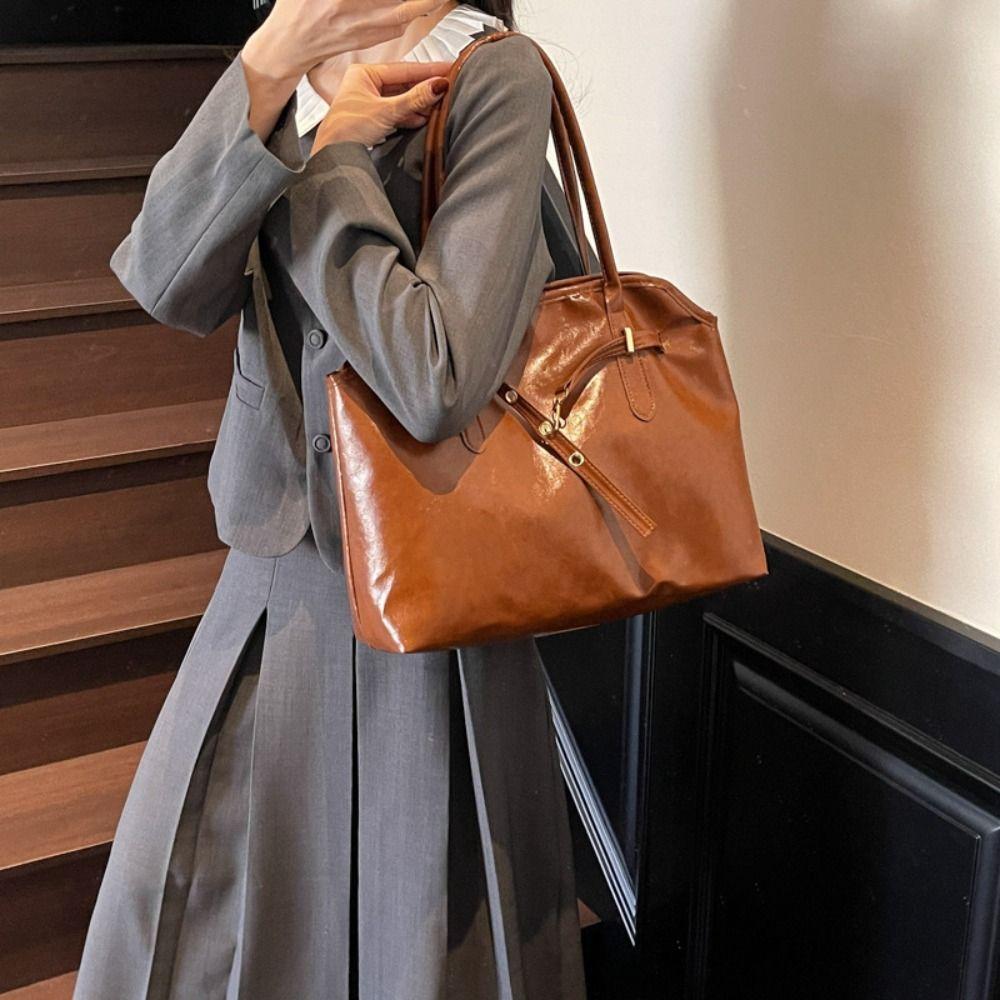 

Жіночий портфель у корейському стилі, коричнева сумка-тоут, модна ретро сумка через плече, для подорожей коричневий