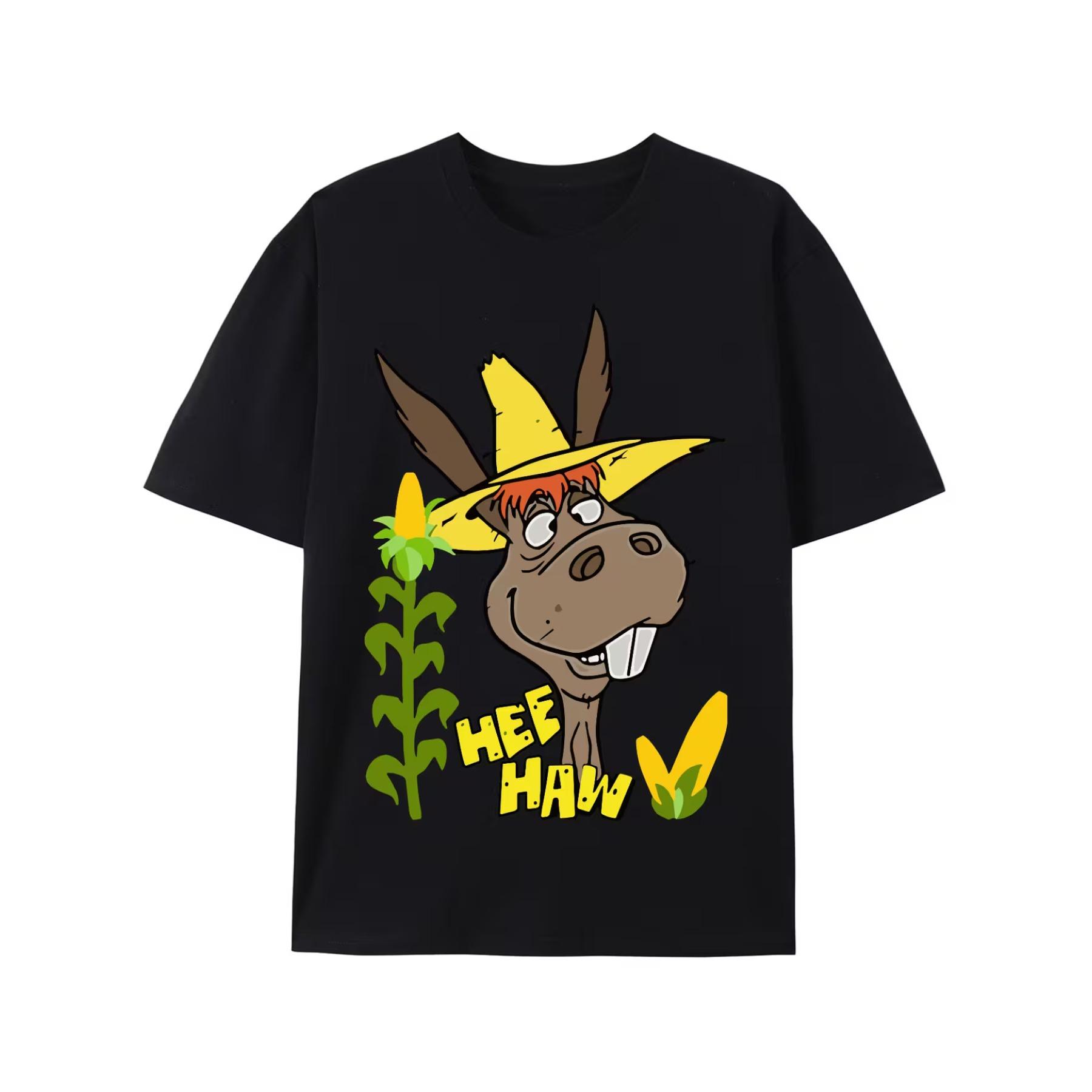 

Vintage Classic T-Shirt Featuring Funny Hee Haw Donkey - Men S Black Short Sleeve Graphic Tee XXL