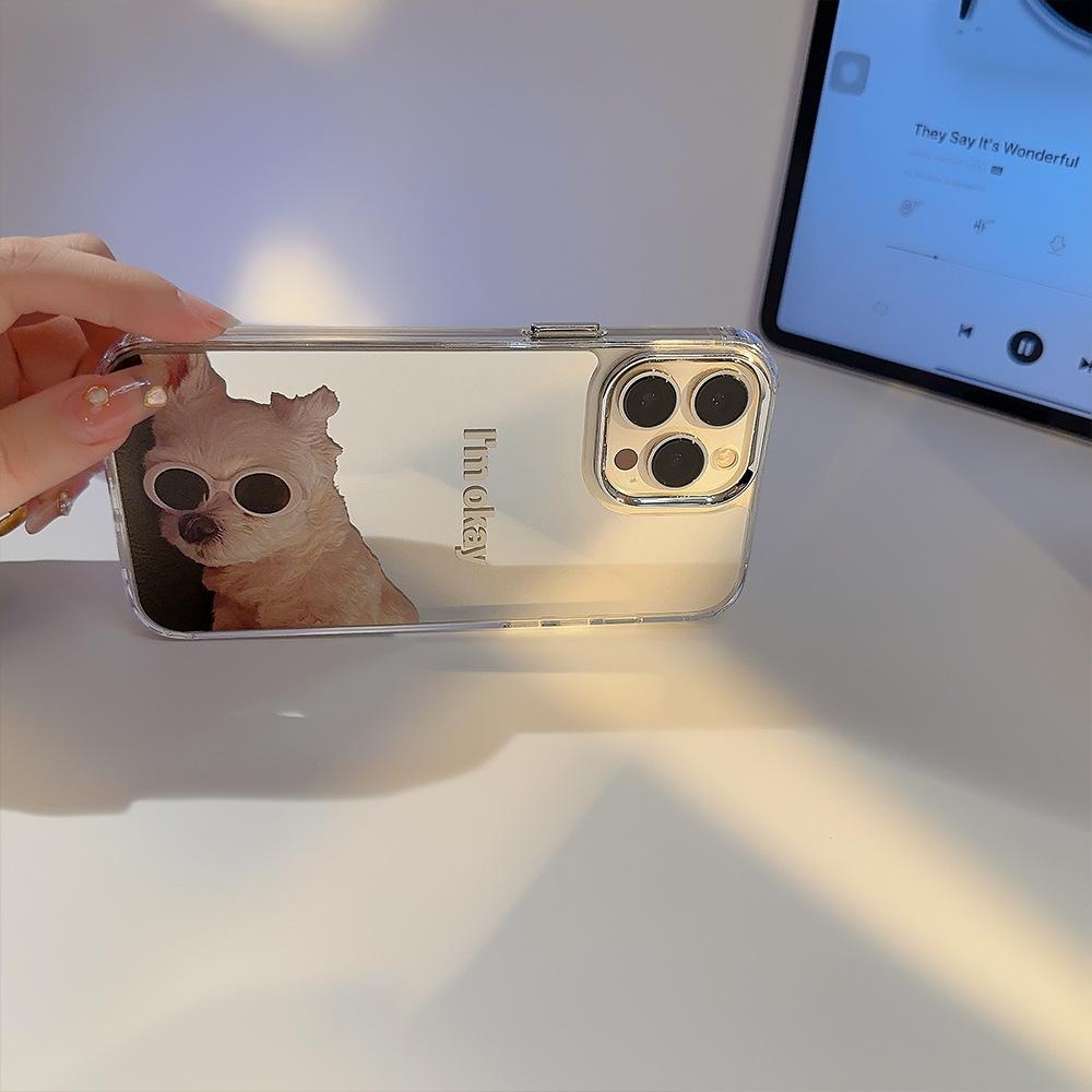 The Funny Dog Iphone16 Is Compatible with The 14promax IPhone Case 15 Electroplated Mirror and 11 Makeup Mirror