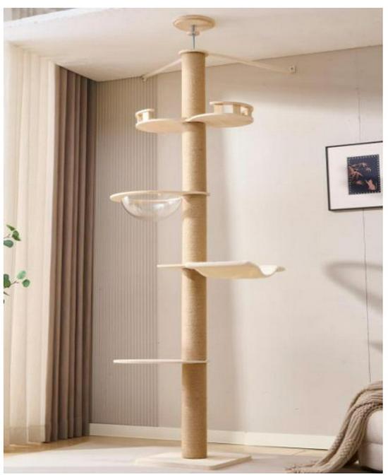 Hoge Sisal Kattenboom voor Grote Katten, Massief Houten Ontwerp