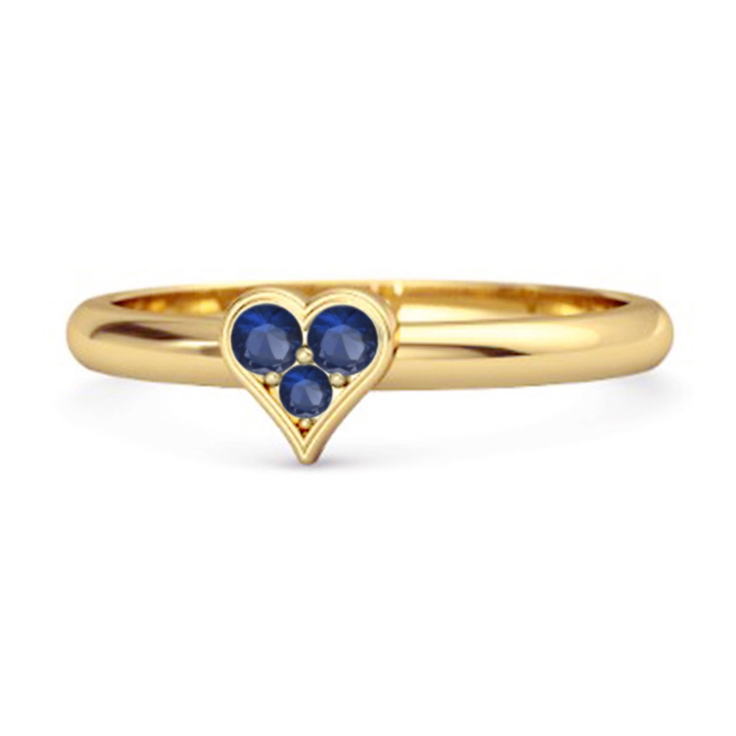 Blue Sapphire Round Heart Stackable Ring - 925  Sterling Silver Gold Vermeil 8 жёлтый