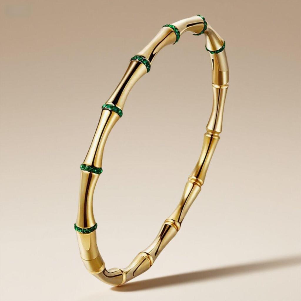 Retro Versatile Titanium Steel Open Bamboo Bangle Bracelet