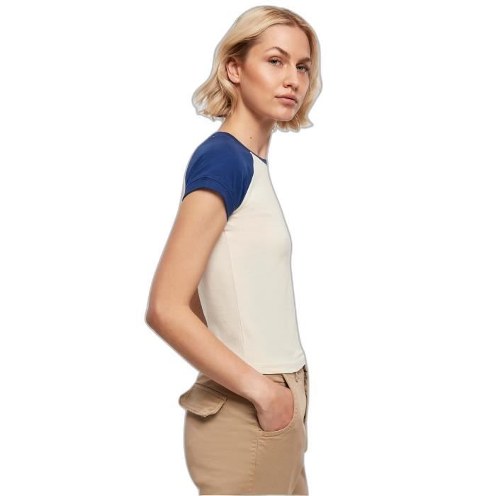 T-shirt Baseball Retro Femme Urban Classics Organic Stretch - Blanc - M