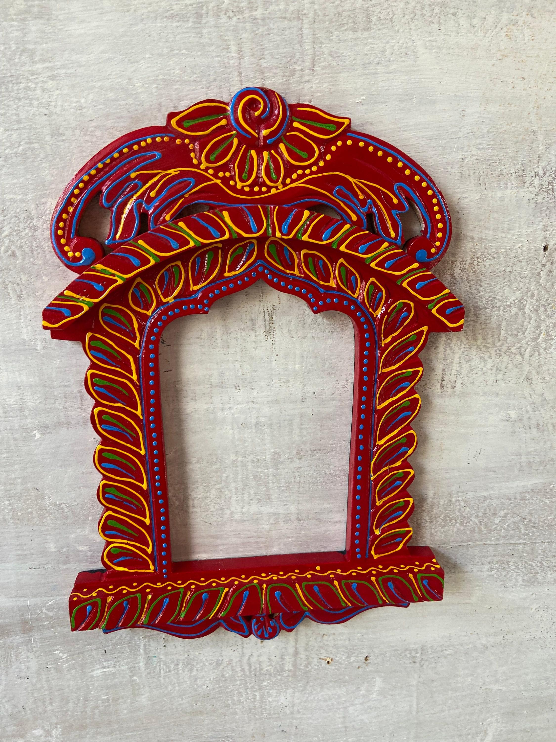

Handmade Indian Jharokha: Carved Wood Wall Decor, Vintage Art 18” X 9” X 24” (l x w x h) разноцветный
