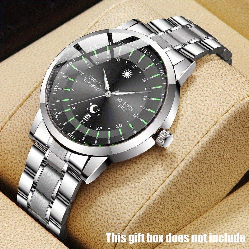

Мужские новые кварцевые часы - Деловые роскошные часы с функцией календаря, браслет из нержавеющей стали, корпус из сплава, часы для мужских подарков