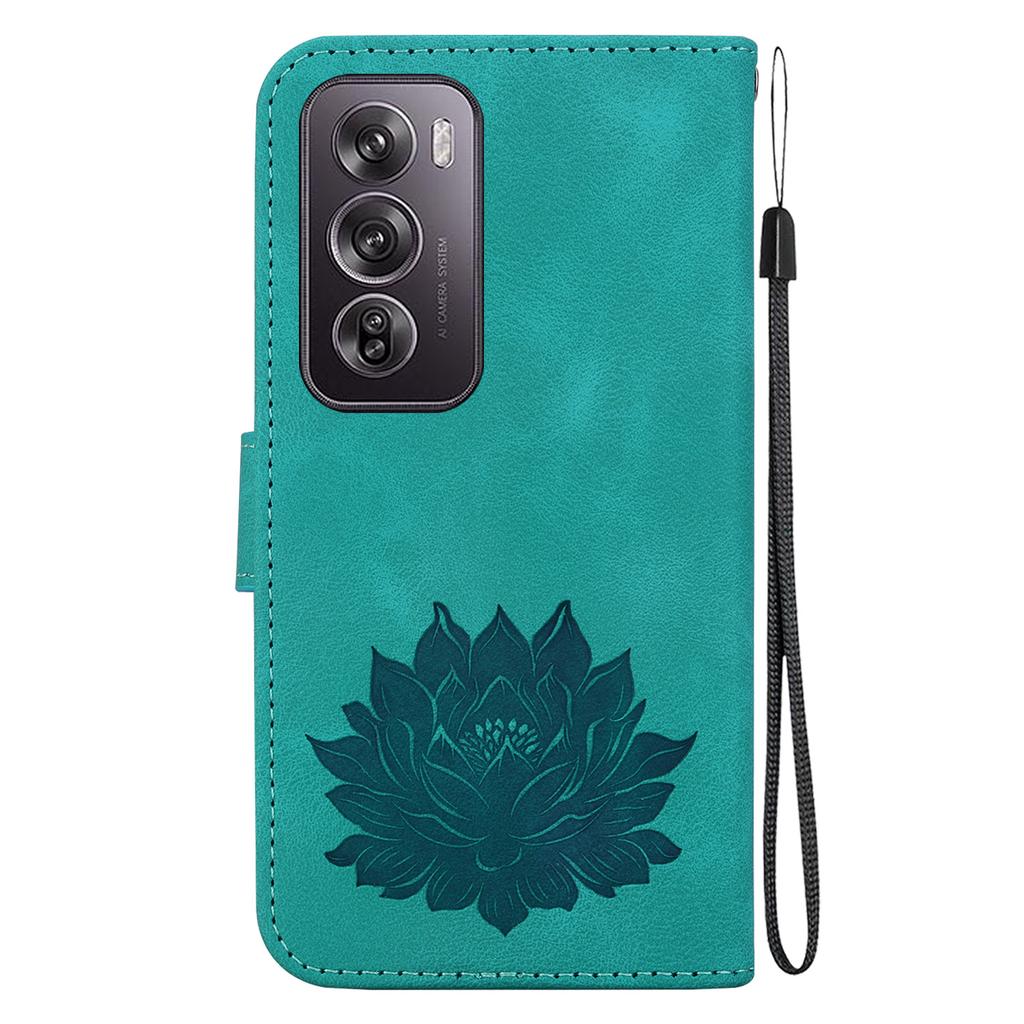 For Oppo Reno12 Pro 5G (Global) Stand Case Lotus Imprint Leather Wallet Phone Cover