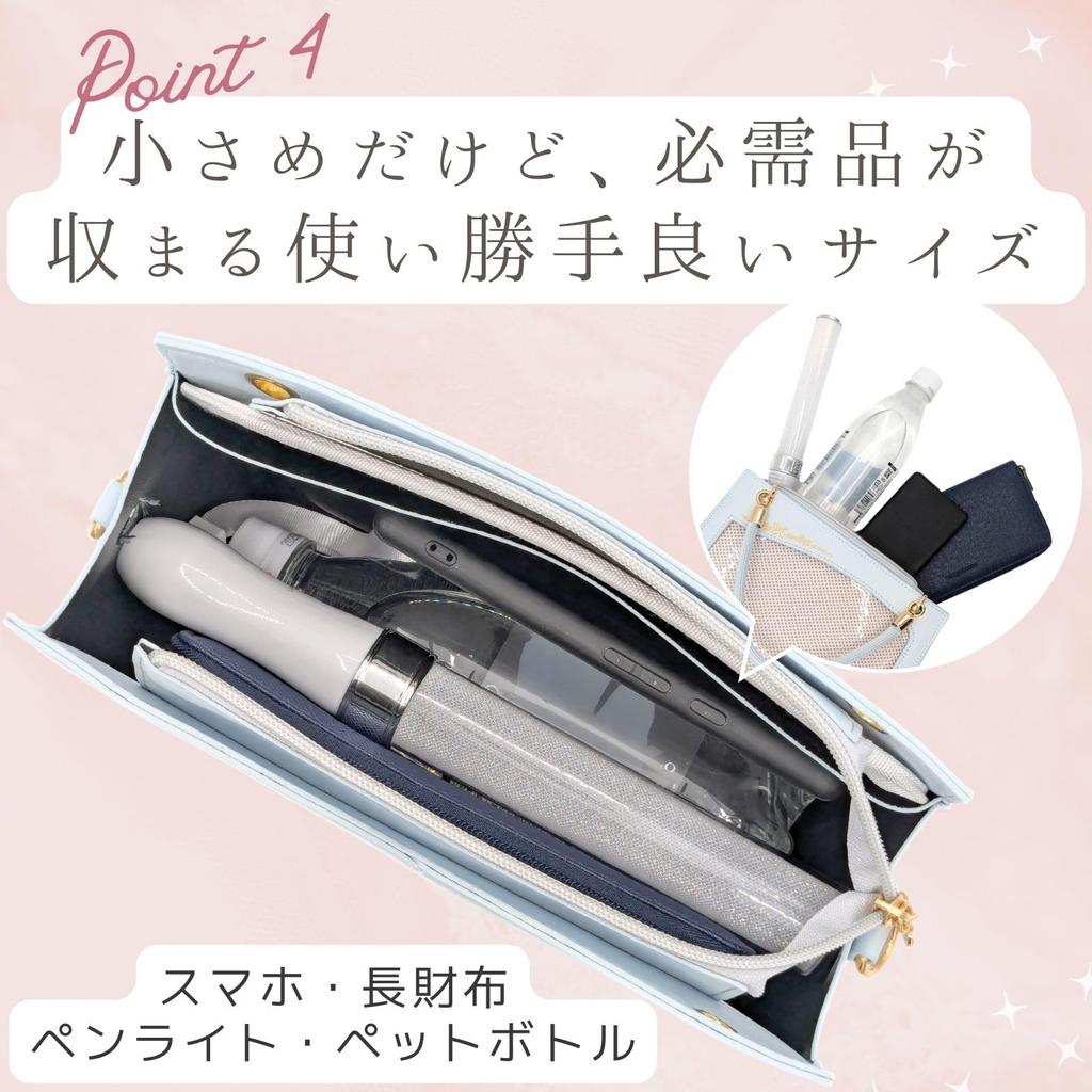 Harujio Ita Bag, Small, Mini, Pearl Ribbon Shoulder Bag, Stylish, Cute, Handbag, 2-Way, Otaku Bag, Popular, Black, White, Blue (Black)
