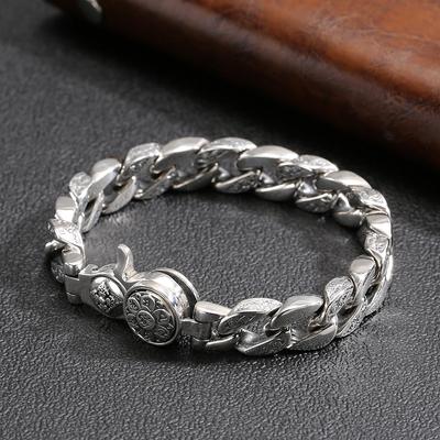 Buddhastone Silber Farbe Handgemachtes Design Antikes Armband Männer Kette Sechs-Zeichen-Mantra Mode Trend Armbänder Schmuck