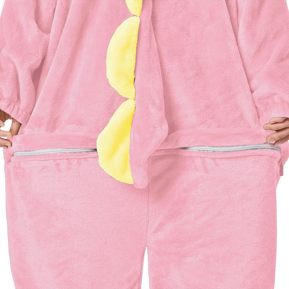 OLAOLA Dinosaur Kigurumi Pajamas for Animal Fluffy Winter Cute Loungewear for Warm and Warm for Cold Weather Flannel Material L Adults, Cosplay,