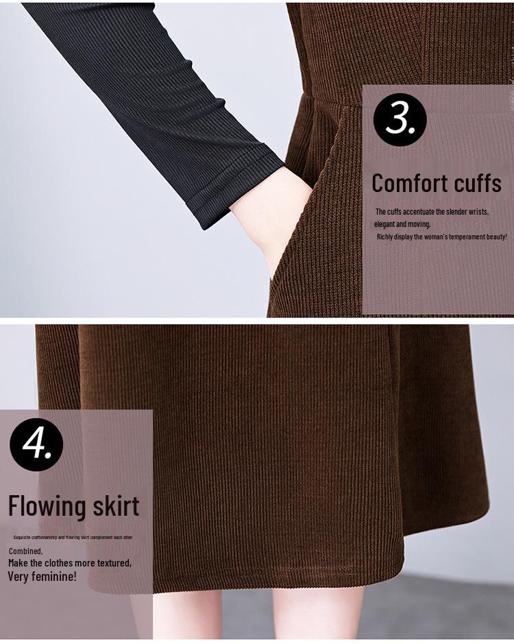 2026 Autumn/Winter Elegant Hepburn Style Slimming Patchwork Mid-Length Dress