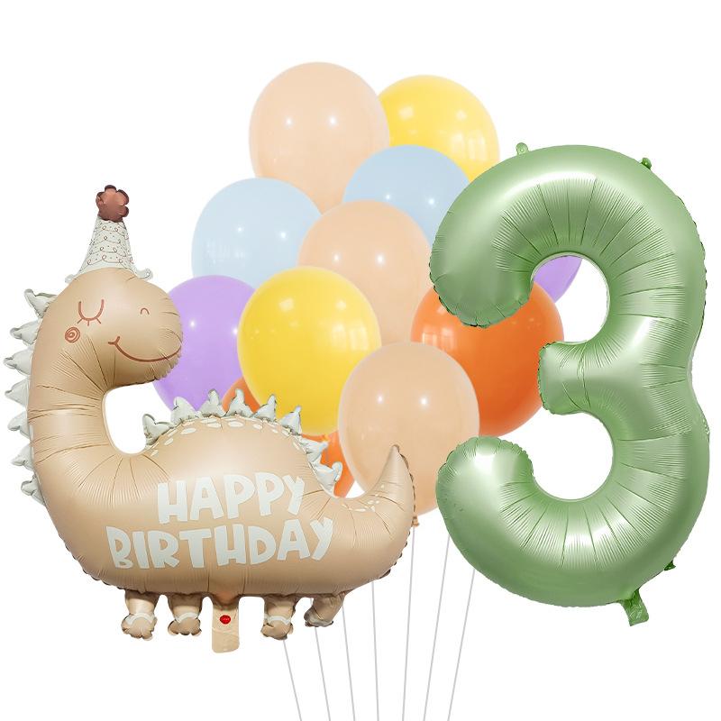 40 Inch Olive Green Digital Retro Matte Small Dinosaur Aluminum Film Balloon Package Birthday Party Atmosphere Decoration