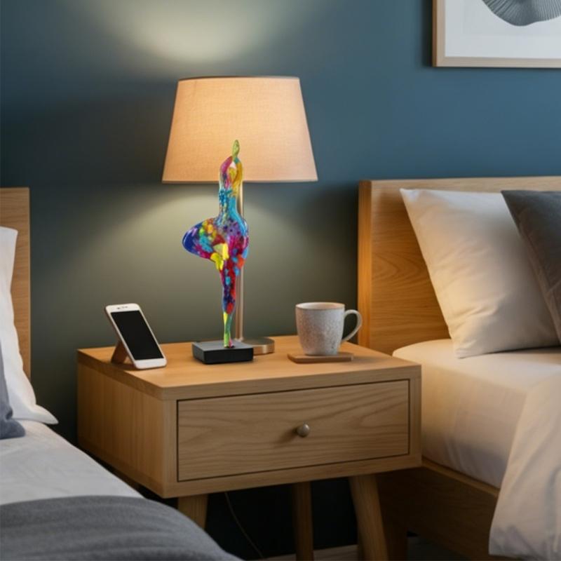 Modern Dancing Lady Statue Colorful Graffiti Resin Abstract Woman Sculpture Perfect For Living Space And Office Decors