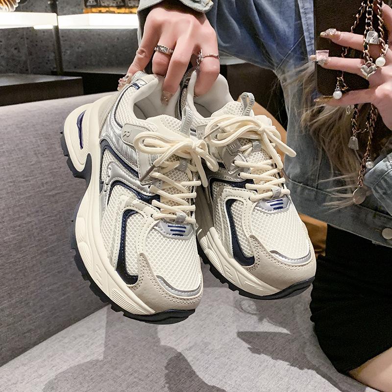 Casual Thick-Soled Feet Small Thick-Soled Dad Shoes Women'S  New Spring Retro Lightweight Sports Shoes