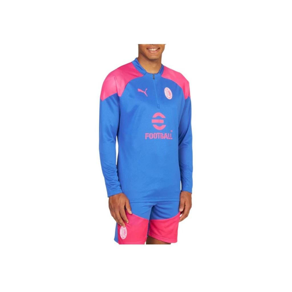 Puma Ac Milan Drycell Training 2023/24 Series 1/4 Zip Long Sleeve Training Comfortable Dry Football Shirt Men Tops Blue 772241-14