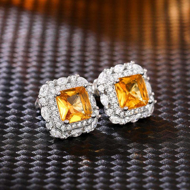 Huitan Stilvolle Ohrstecker Leuchtend Rot/Gelb/Weiß Zirkonia Ohrstecker Damen Verlobungszeremonie Accessoires Zirkon