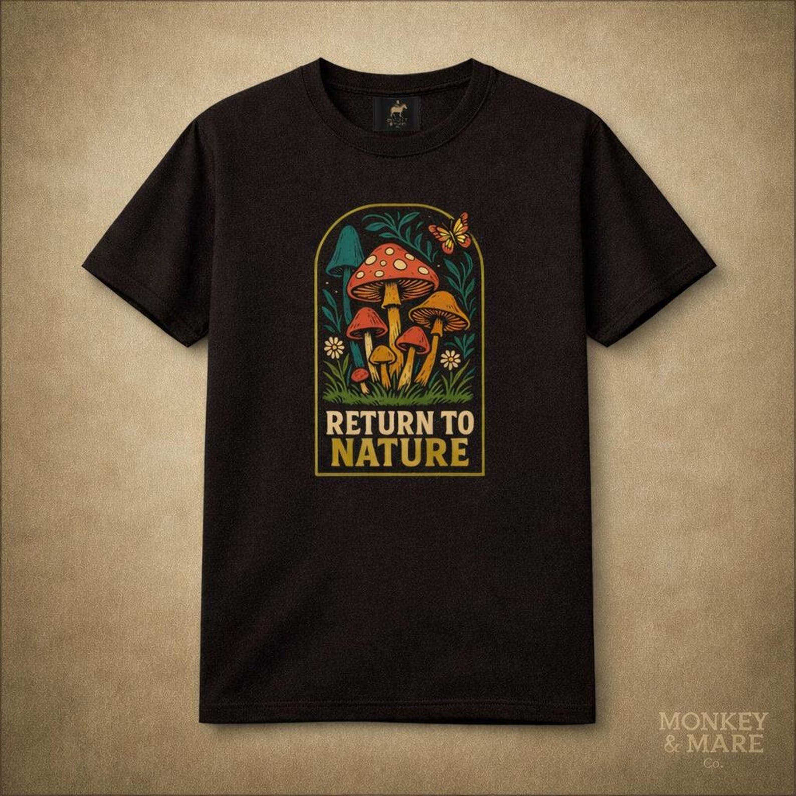 RETURN TO NATURE Mushroom Garden T-Shirt | Nature, Outdoors, Forest Vibe, Cottagecore Tee 4XL