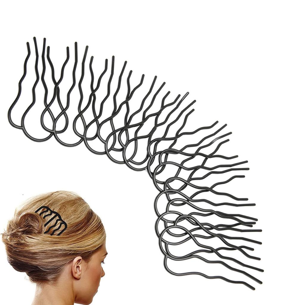 10 Stück Haar-U-Klammern Metall Schwarz Beschichtet Französischer Vintage Stil U-förmige Haarnadeln für das Haarstyling