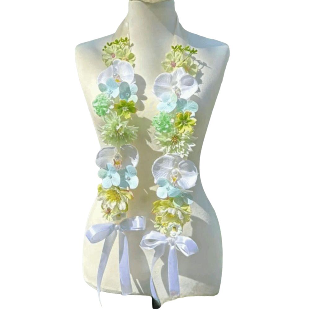 Mixed Blooms Artificial Flowers Sash Floral Decorative Graduation Wreaths Gift Giving Occasions зелёный