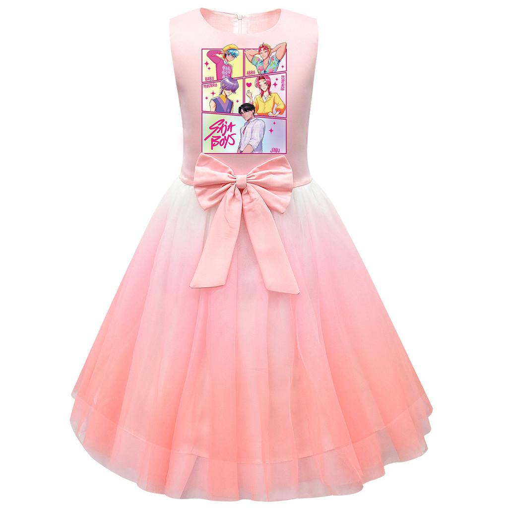 

Детское Платье Принцессы K-POP Руми Зои Мира с Принтом, Бантом, Без Рукавов, Сетчатая Пачка 150cm