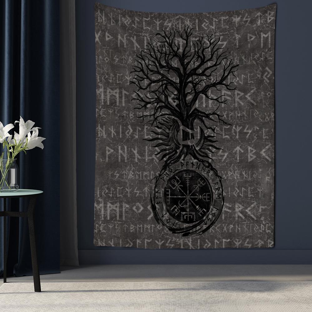Viking Tree of Life Tapestry Wall Hanging Boho Hippie Tapiz Simple Psychedelic Dorm Living Room Home Decor