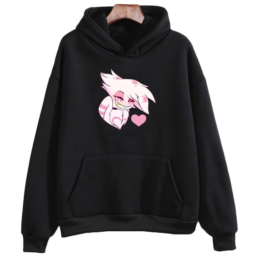 Angel Dust Hooded Anime Print Casual Cotton Tee-shirt Cartoon Harajuku Kawaii Sweatshirt for Boys/girls Manga Soft Clothes