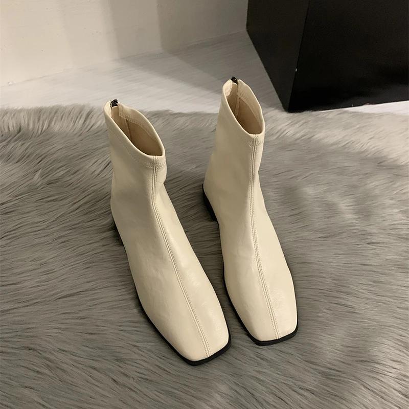 Spring Autumn Women Modern Ankle Boots Fashion Square Toe Short Booties Ladies Casual Low Heel Shoes