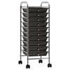 VidaXL Mobile Storage Cart with 10 Drawers Black Plastic