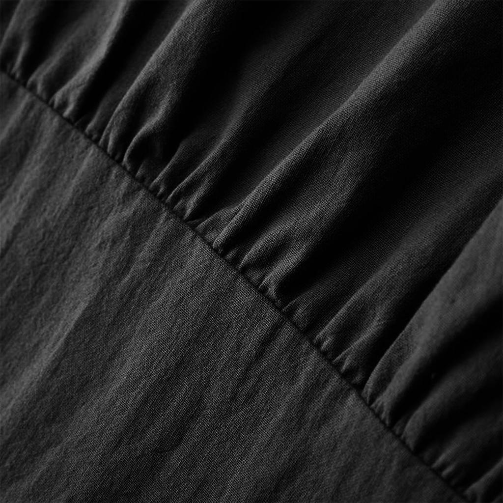 Dame ensfarget falbala volangkrave knapp lang skjortekjole