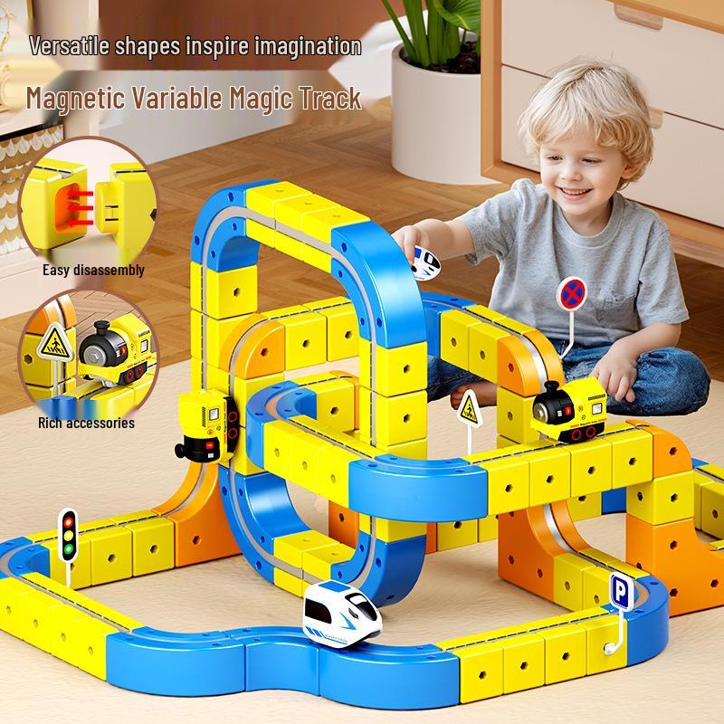 International Children's Educational Magnetic Building Blocks High-speed Rail Toy Train.
