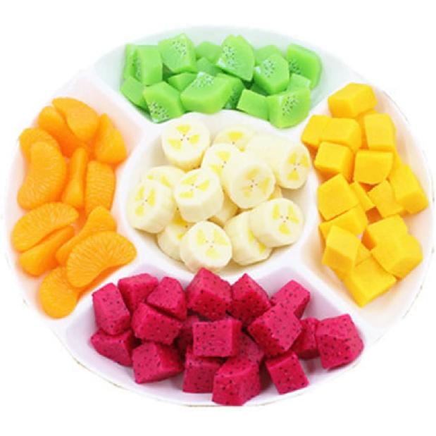 Avivilea Fake Fruit Slices Simulation Banana Slice Artificial Banana Blocks for Home Table Cabinet Display Decor 10Pcs (Yellow), 1inch