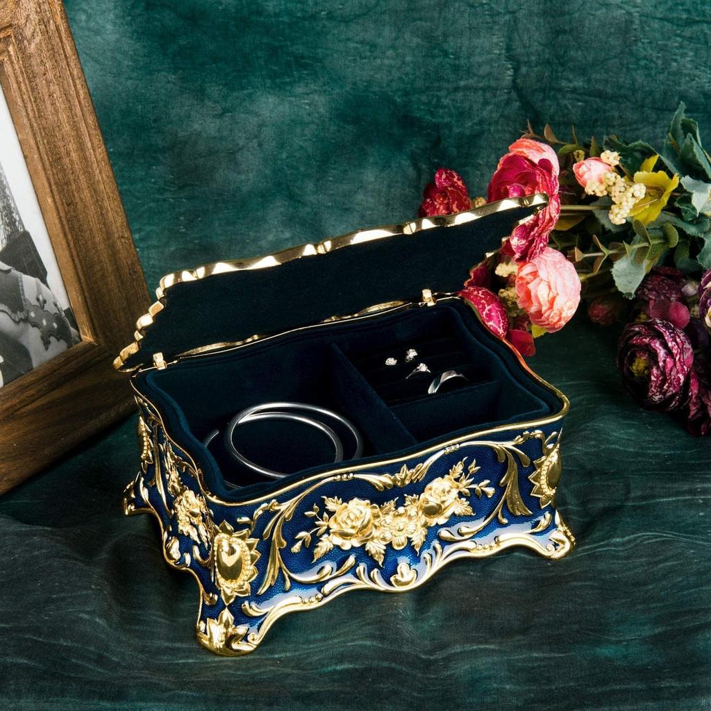 Feyarl Jewelry Box, Jewelry Storage Box, Jewelry Case, Watch Box, Blue, Rectangular, Large