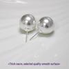24 Retro Crystal Glass Pearl Stud Earrings with French 925 Silver Needles - Perfectly Round Ear Clips In Cool White Light