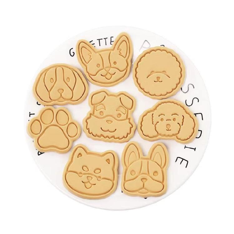 8Pcs Dogs Head Cookie Cutters Cartoon Pressable Biscuits Mold Party Supplies